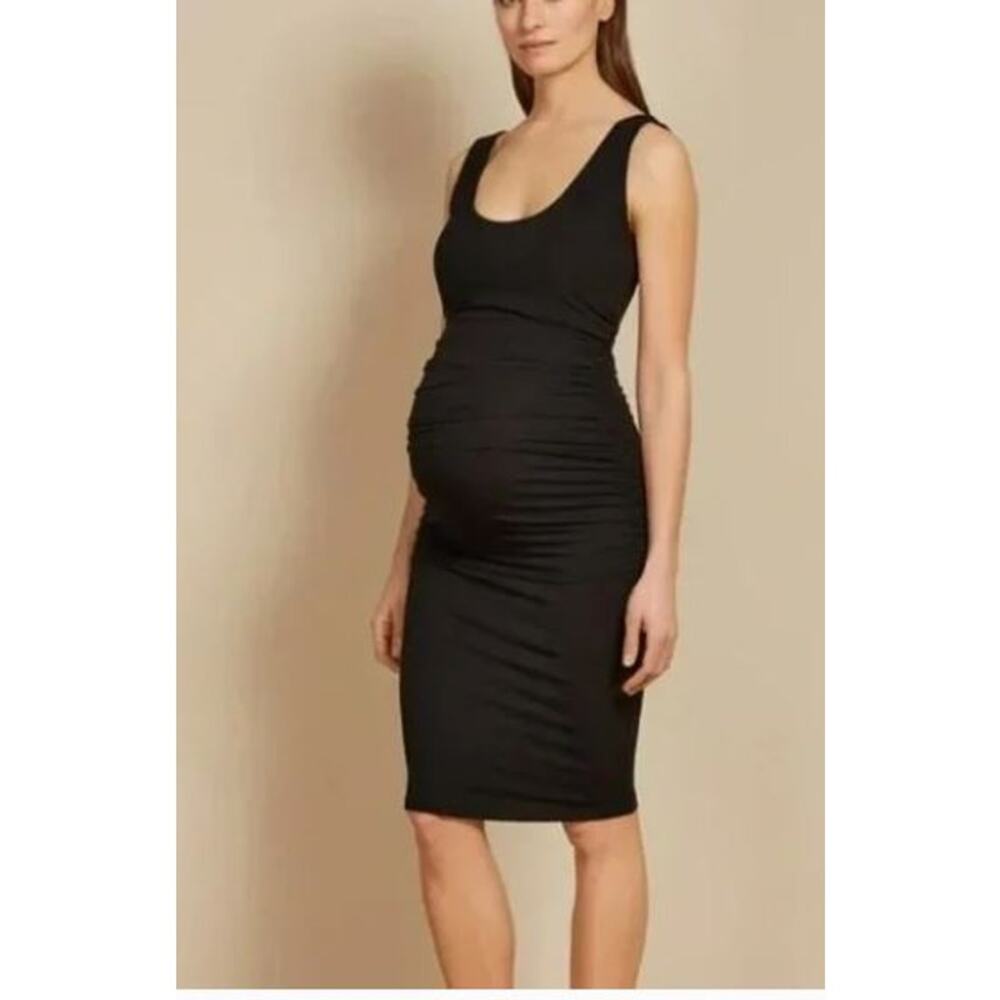 Isabella Oliver Ellis Side Ruched Maternity Tank Dress Black
